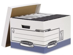 Cajón 4 cajas archivo definitivo Folio Fellowes cartón reciclado blanco